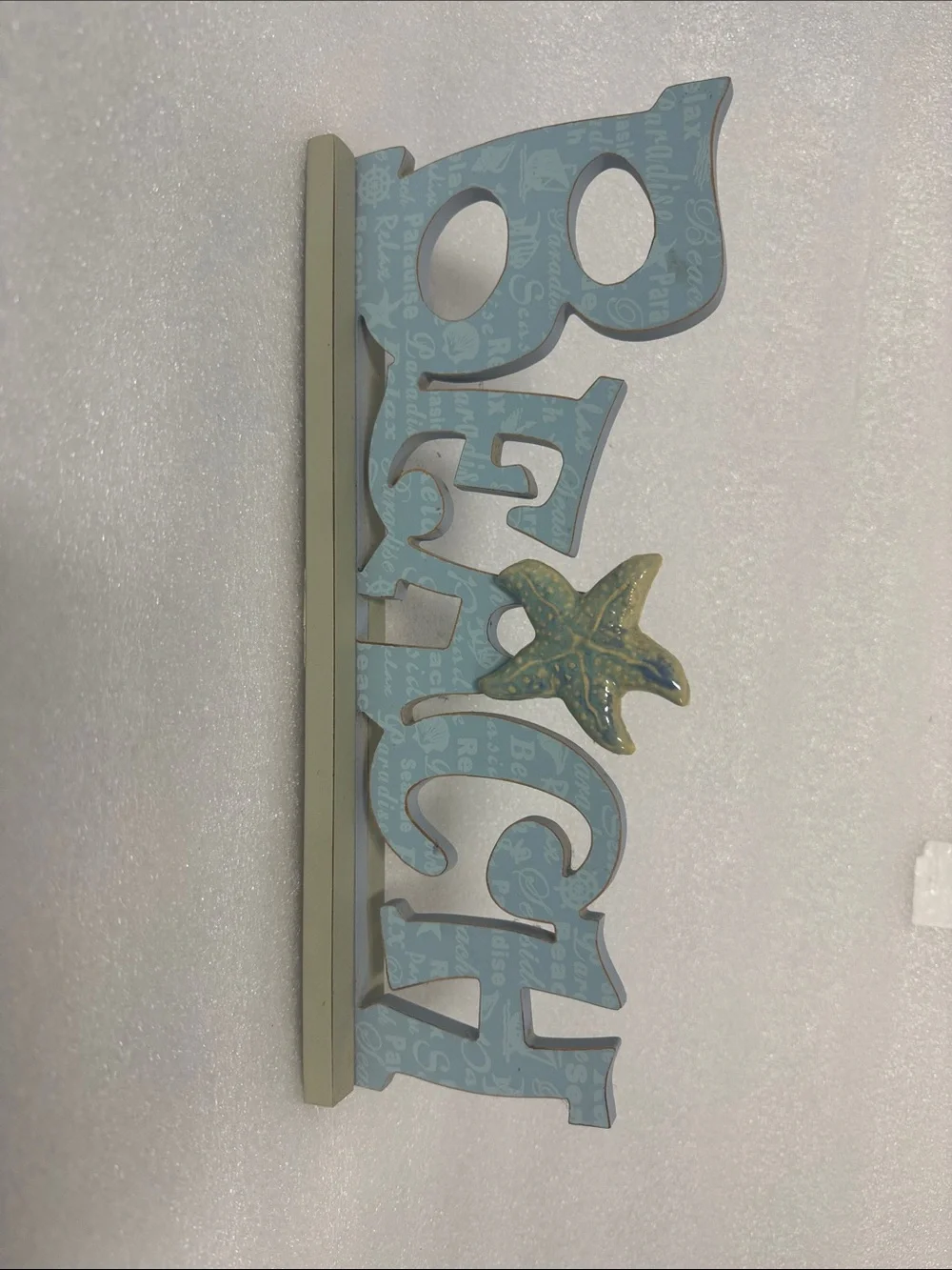 Beach Wooden Wall Decor - Light Blue and Cream Coastal Sign